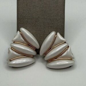 Vintage Western Germany White Lucite Clip Earrings